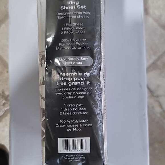 Millano Collection Pagoda 4 Piece Printed Sheet Set Grey King - Picture 4 of 4